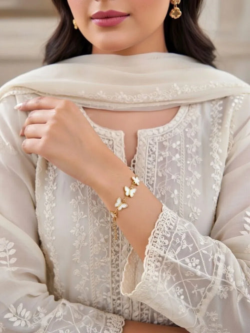Aureva Butterfly Charm Link Bracelet – Elegant 18K Gold Plated Bracelet for Women & Girls in Pakistan