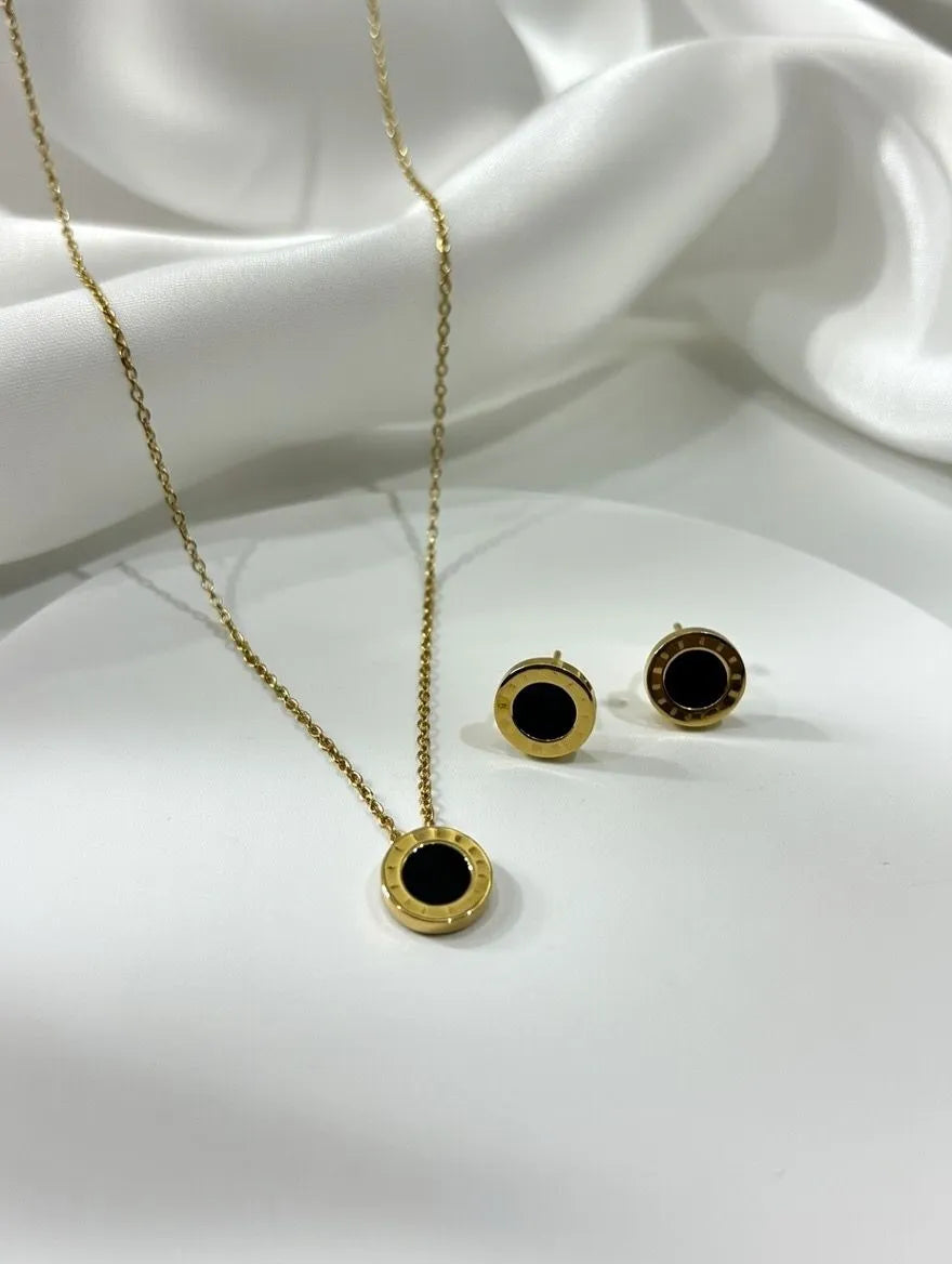 Minimalist round Necklace & Earrings Set – Premium Gold Plated Jewelry for Women