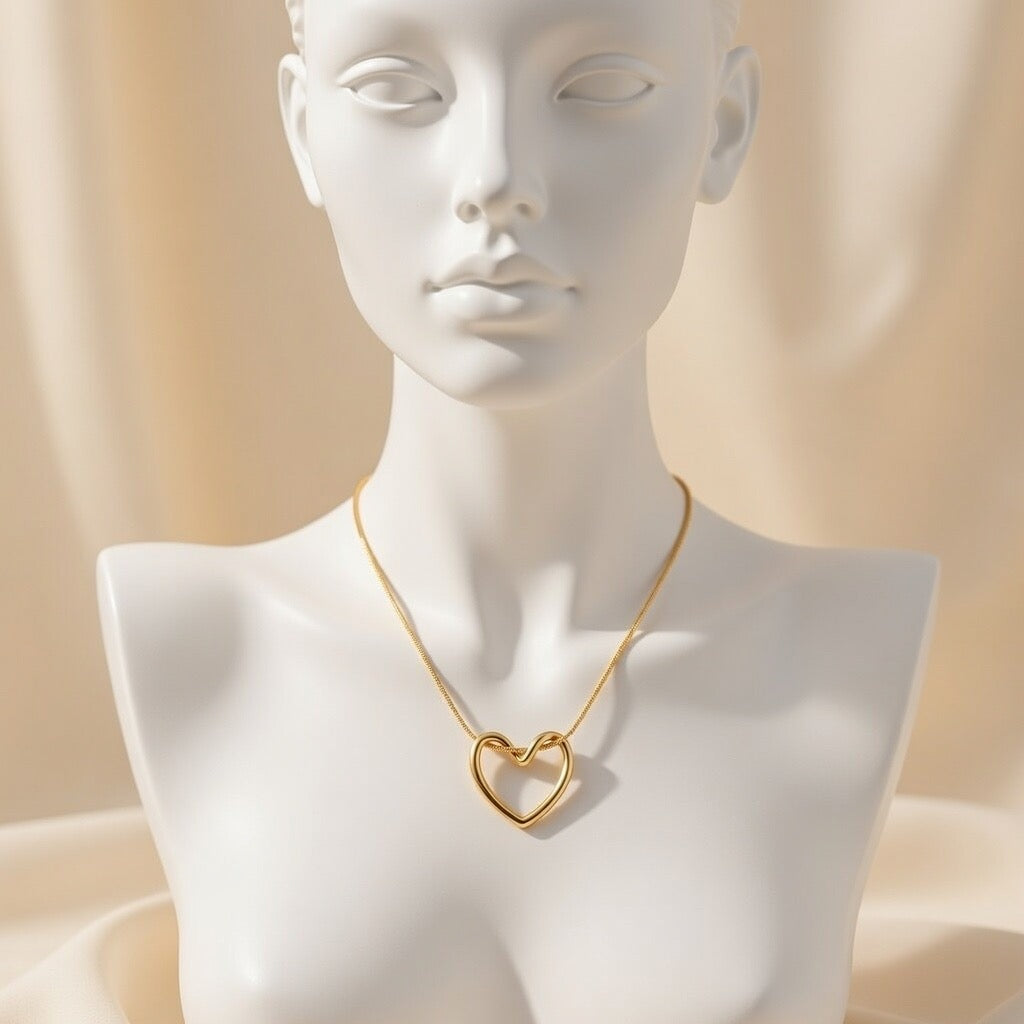 Golden Puffy Heart Necklace – Premium Aesthetic Jewelry