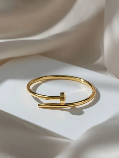 Aureva luxury gold nail bangle for women Pakistan - Minimalist screw head cuff bracelet high fashion jewelry