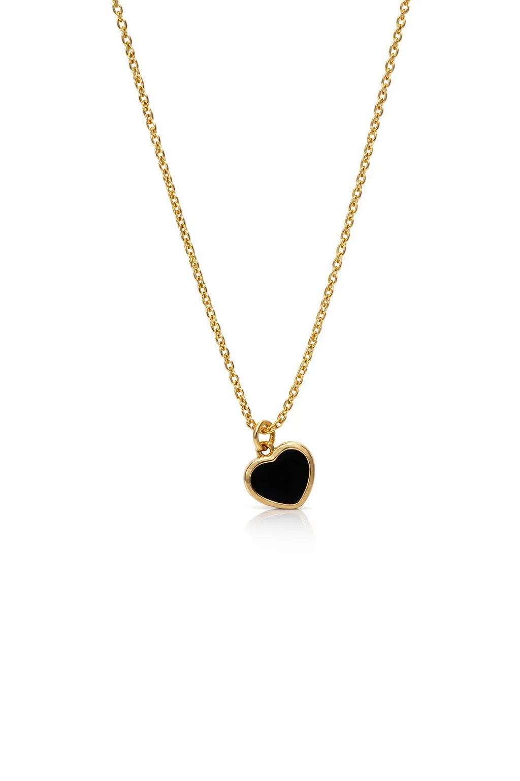 Minimalist Black heart pendant necklace for women gold plated - Pakistan jewelry fashion Lahore Karachi