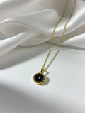 Aureva gold clock shape pendant for girls with black watch face design - Vintage necklace for women Pakistan