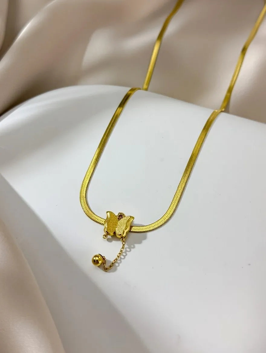Gold butterfly pendant for girls Pakistan - Flat link gold chain necklace for women Lahore Karachi"