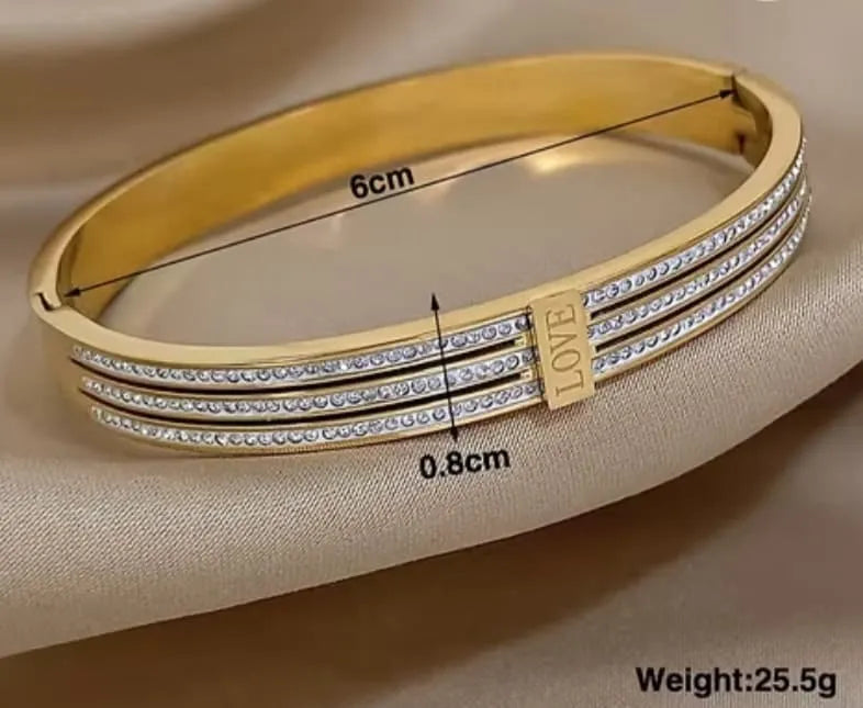 Luxury gold-plated LOVE bangle bracelet for girls with crystals - Pakistan jewelry fashion