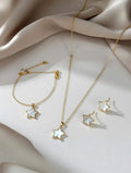 white star necklace bracelet and earrings set in gold plated stainless steel - Women fashion jewelry Pakistan