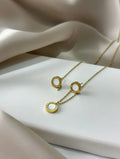 Black and white hexagon necklace set for women gold plated - Minimalist earrings for girls Pakistan Lahore Karachi