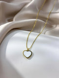 Minimalist white heart pendant necklace for women gold plated - Pakistan jewelry fashion Lahore Karachi