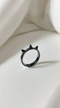 Triple spike silver ring for men punk style - Black minimalist rings for men Pakistan Lahore Karachi
