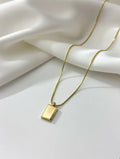 Sleek gold rectangular pendant for girls Pakistan - Minimalist gold chain necklace for women