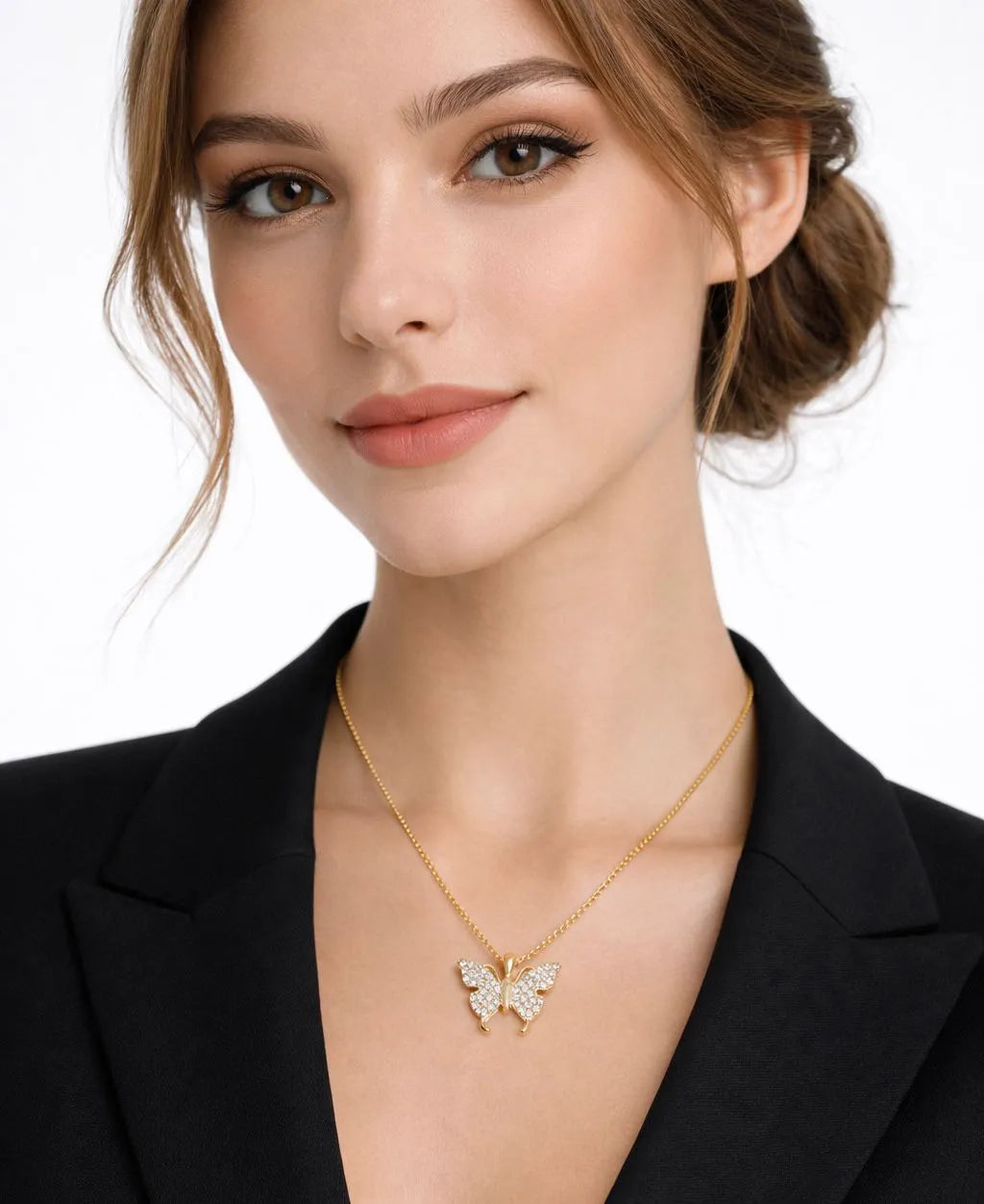 Sparkling crystal butterfly pendant for girls Pakistan - Gold butterfly necklace for women Lahore Karachi