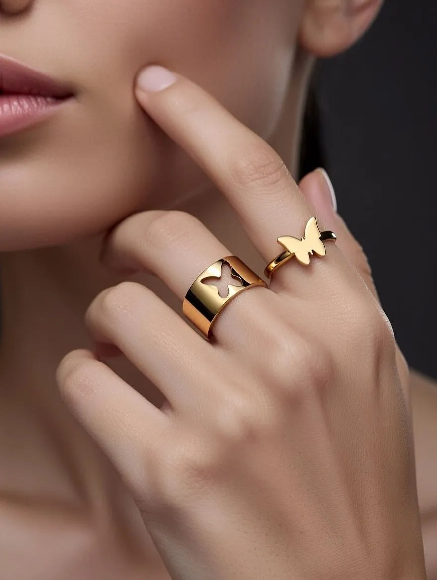 Two polished gold rings