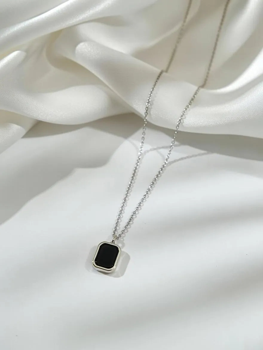 Unisex gold-toned rectangular pendant