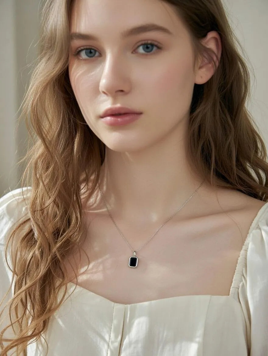 Unisex gold-toned rectangular pendant