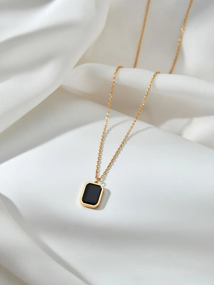 Unisex gold-toned rectangular pendant