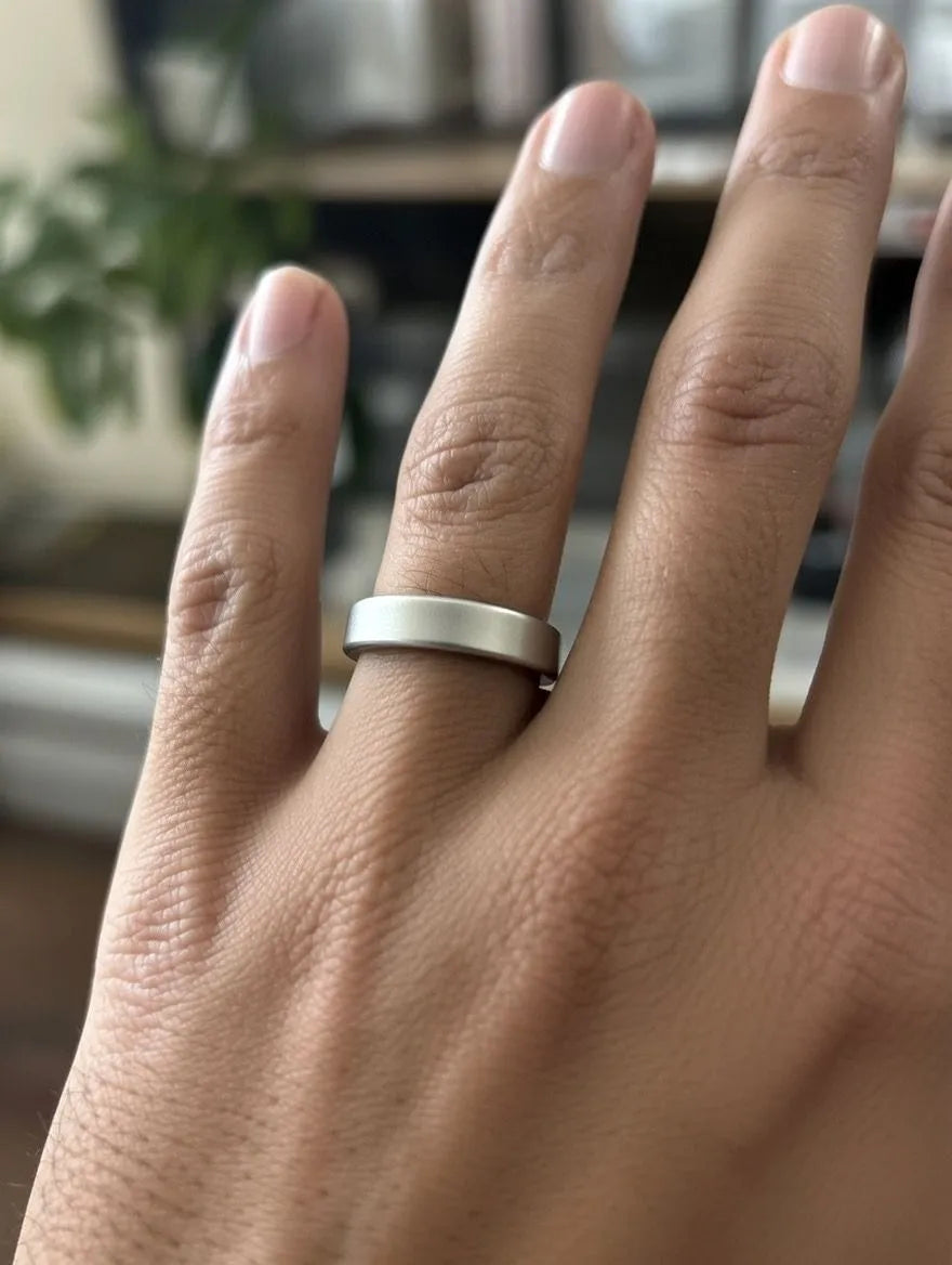 Men's Matte Silver Korean Style Minimalist Stainless Steel Band Ring