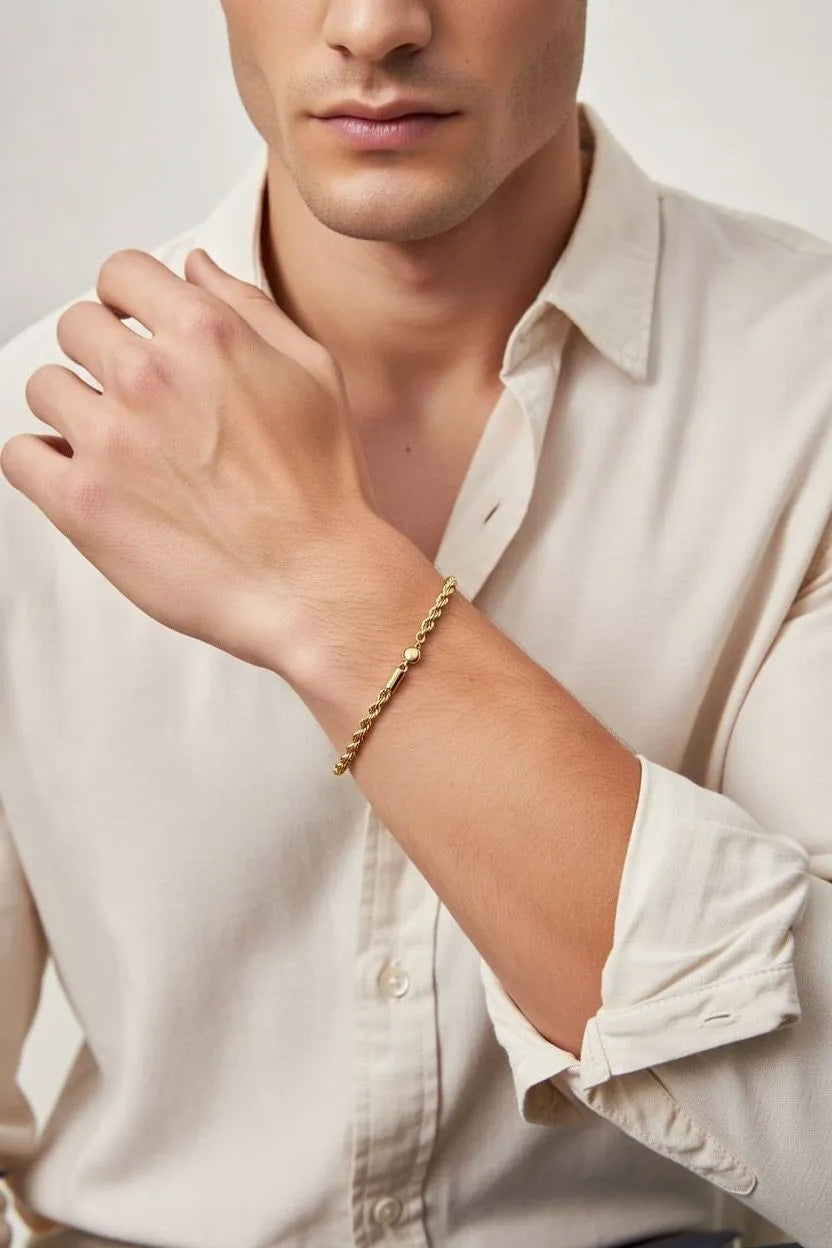 Aureva Luxury Rope Chain Bracelet – 18K Gold & Silver Plated Twisted Link Bangle for Women in Pakistan