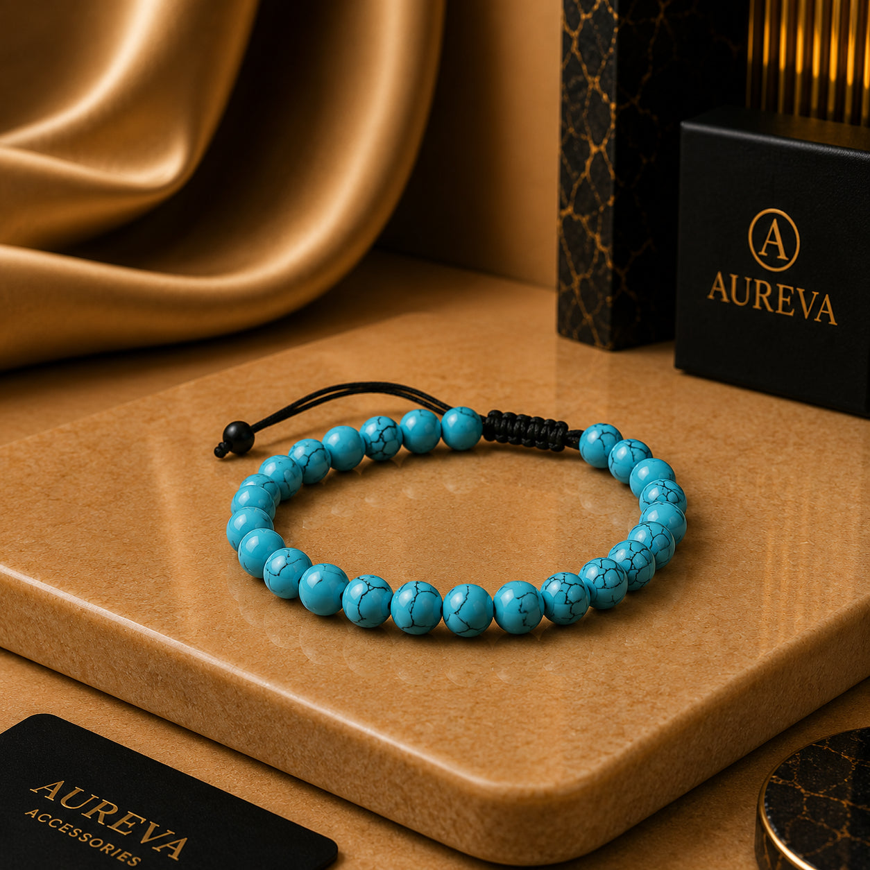 Unisex Turquoise Howlite Adjustable Beaded Bracelet for Men and Women