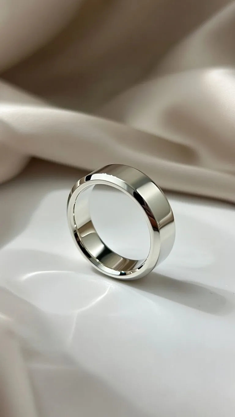 Classic silver band ring for men high polish minimalist design - Trending rings for men Pakistan Lahore