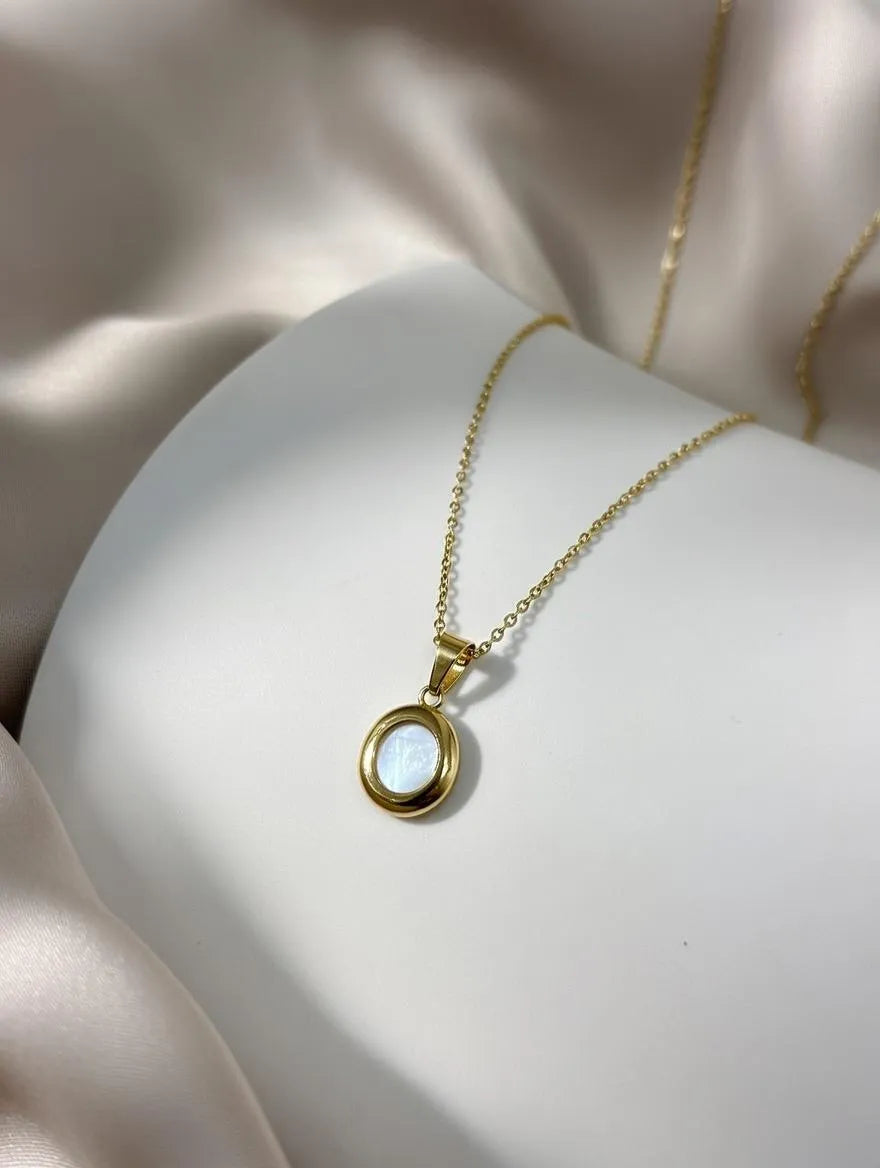 Minimal Gold Pendant Necklace with Mother of Pearl | Pendant for Women & Girls Pakistan