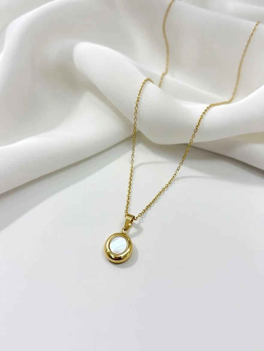 Minimal Gold Pendant Necklace with Mother of Pearl | Pendant for Women & Girls Pakistan